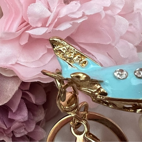 Beautiful Blue and White Crystal Airplane Keychain Charm - Picture 10 of 16